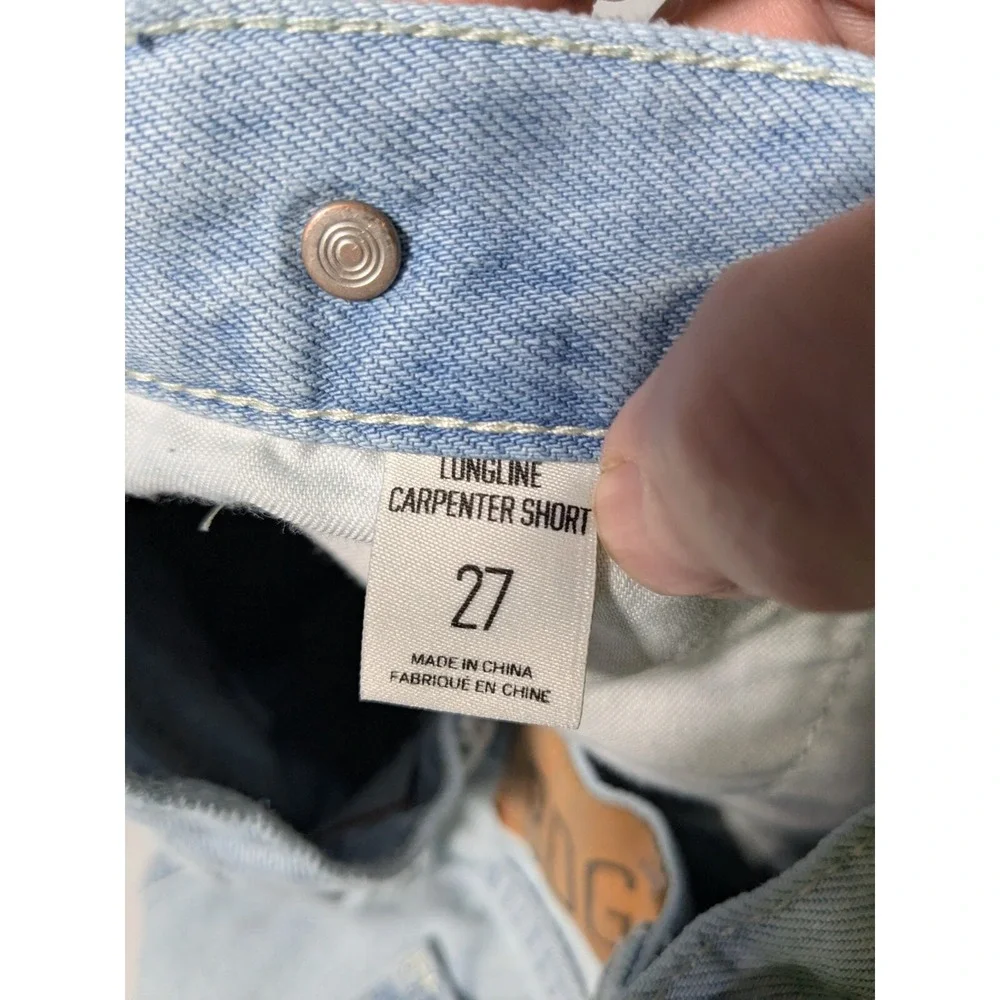 BDG URBAN OUTFITTER LONG LINE‎ CARPENTER Women Size 27 Blue Dyed Denim Shorts